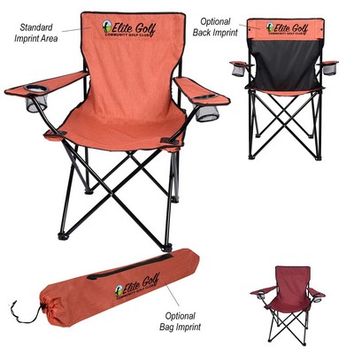 Heathered Folding Chair With Carrying Bag
